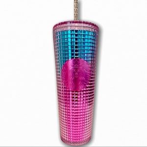 Starbucks summer 2021 pink ombré grid tumbler NWT